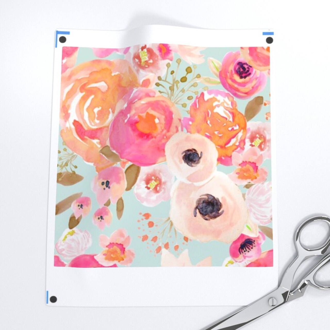 Bloom Blush Florals Blue Flower Floral Spring Nursery Easter Summer Shabby Chic Decor Custom Removable Wallpaper by Spoonflower Peel & Stick Wallpaper 2FT Wide